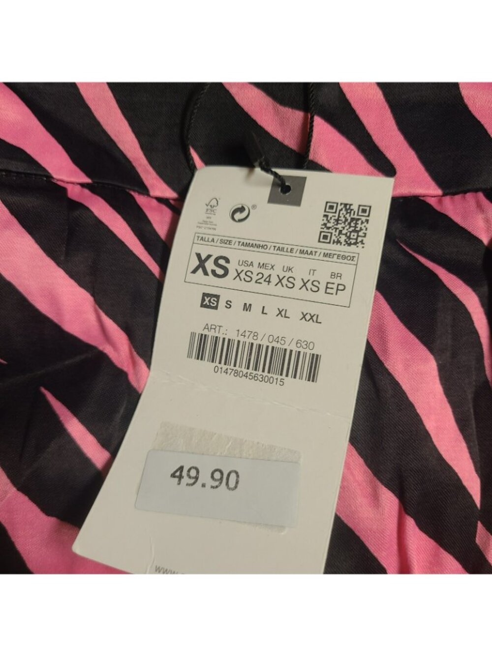 Zara Pants Zebra Print High-Waist Satin Effect Flare Leg Pant Black XS 1478 045 - Picture 7 of 9